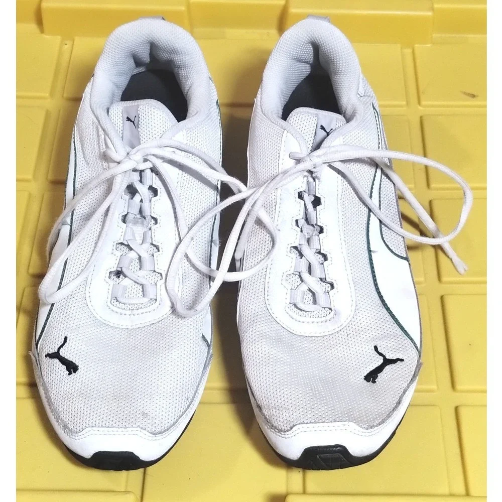 Puma Softfoam+ Mens 12 Athletic Sneakers White Green Mesh Lace Up